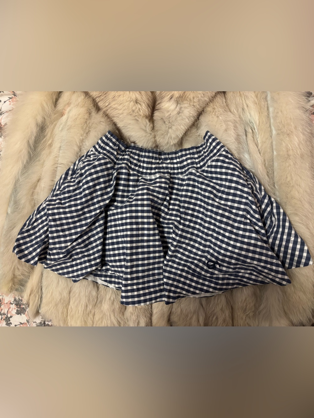 SHOUJO GIRL Gilly Hicks Navy and White Gingham Mini Skater Skirt Waist <26 Inch